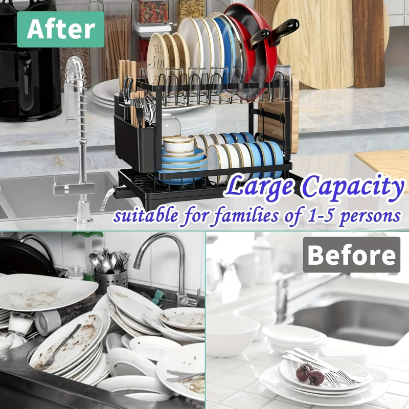 Commercial Kitchen Knife Holder - Multifunctional Countertop Dish Rack Kitchen Drain