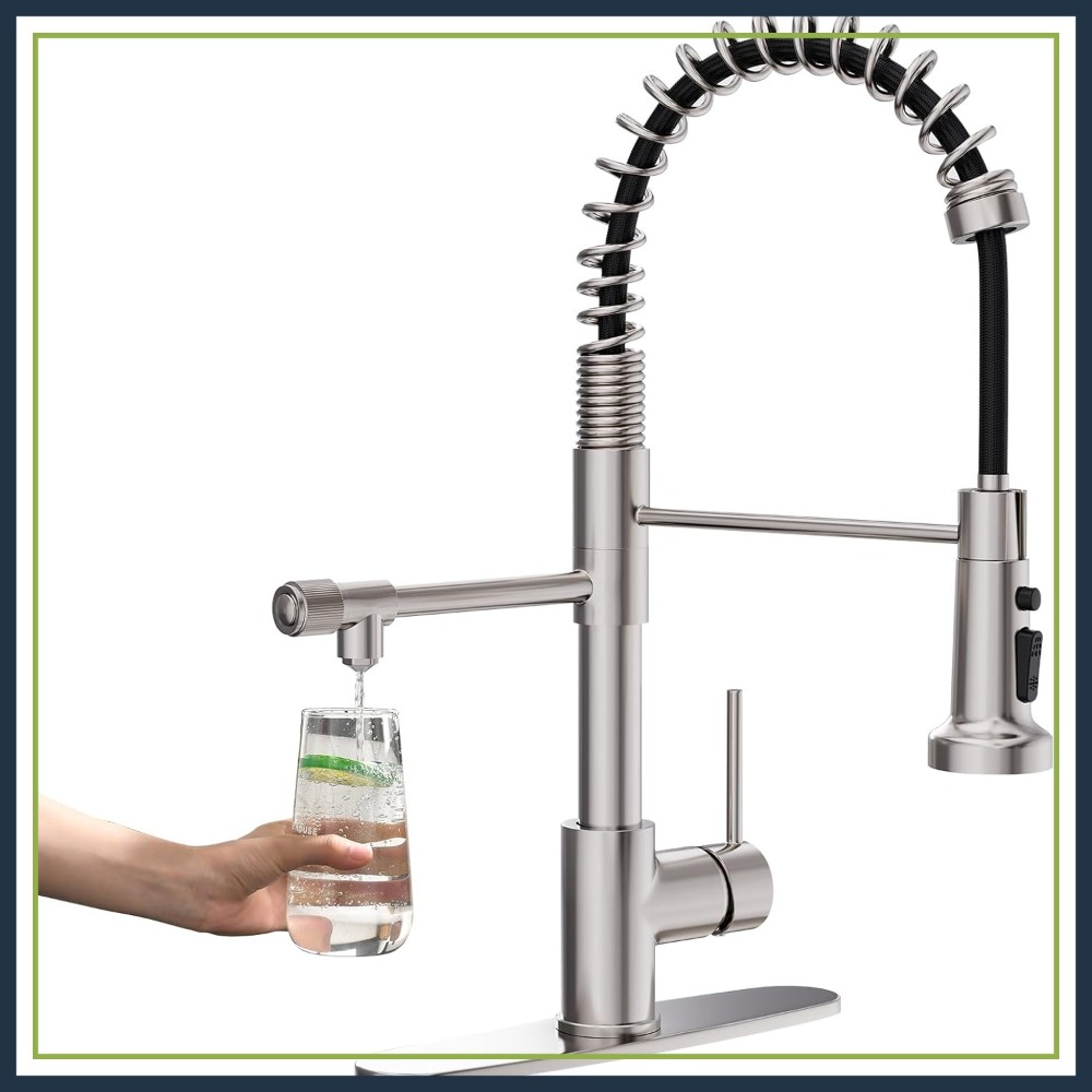 Commercial Kitchen Water Filter - 3-in-1 Pull-Down Kitchen Faucet for Water