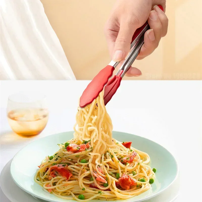 Commercial Kitchen Cooking - 7 Inch Non-Slip Food Tongs for