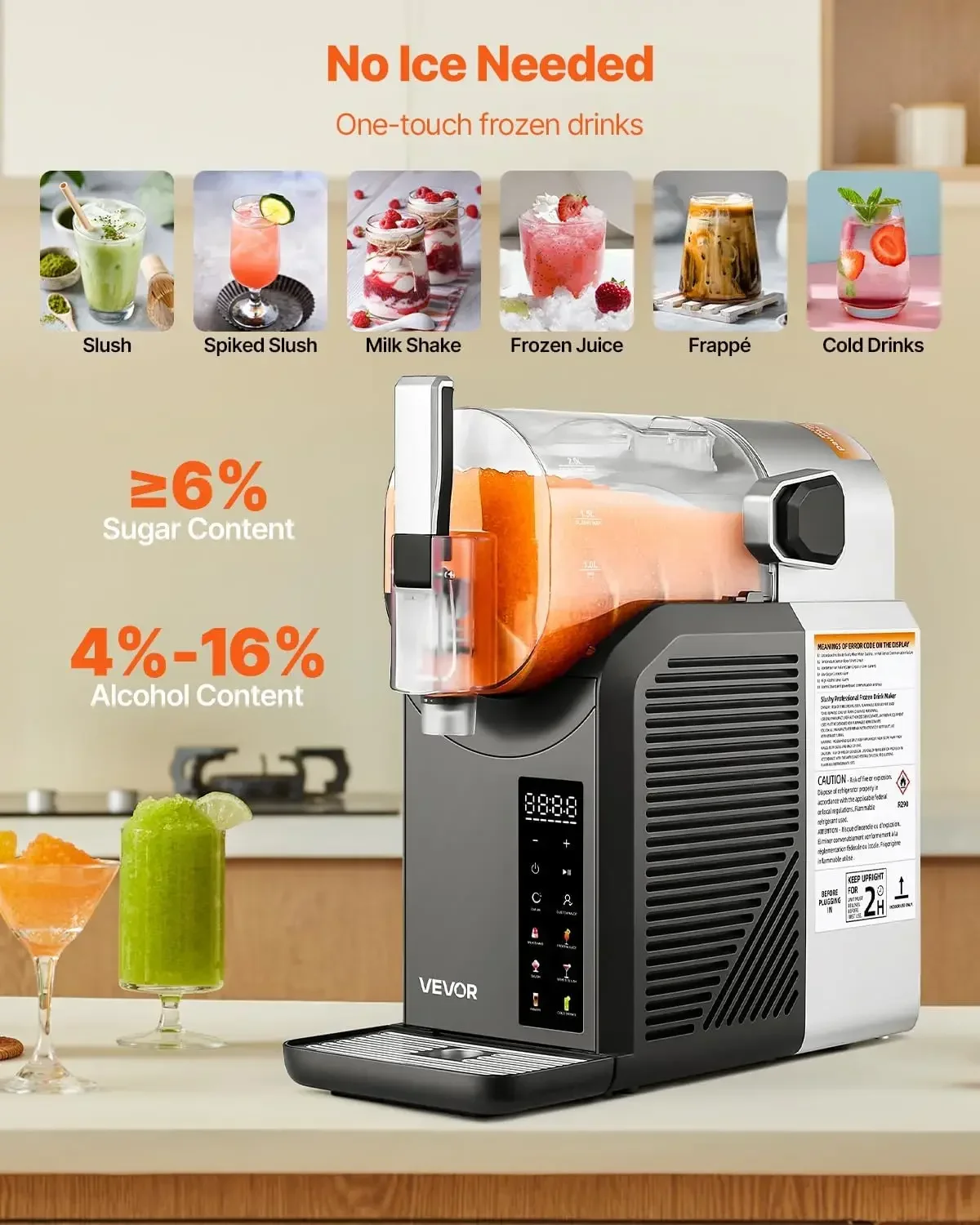 Slushy Machine - Slushie Machine, 2L/68oz No Ice Needed
