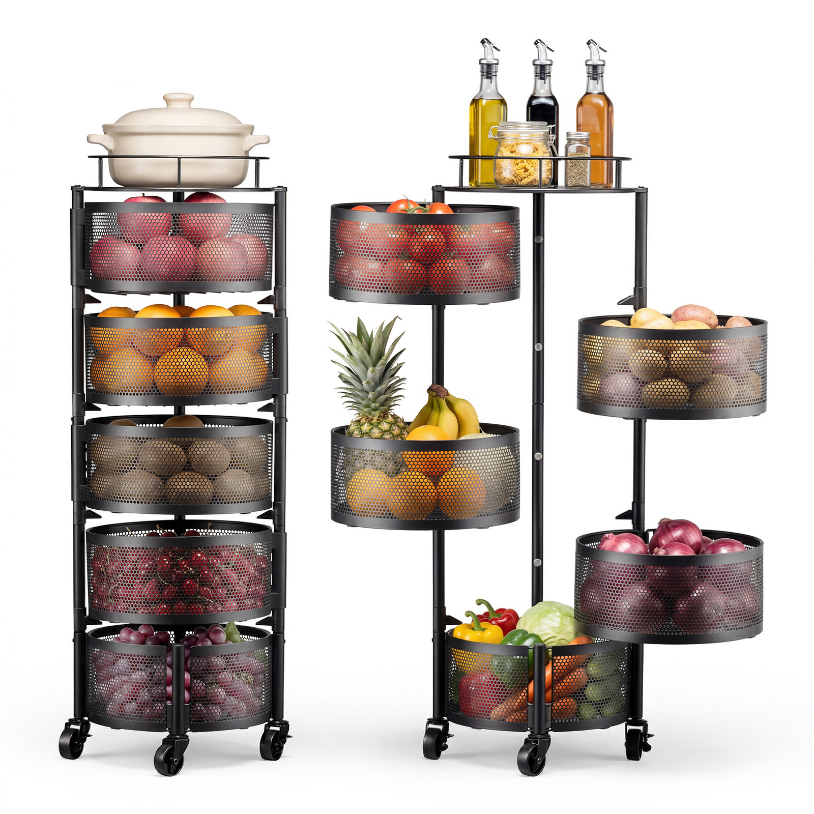 Commercial Kitchen On Wheels - SucceBuy 5 Tier Rotating Storage Rack