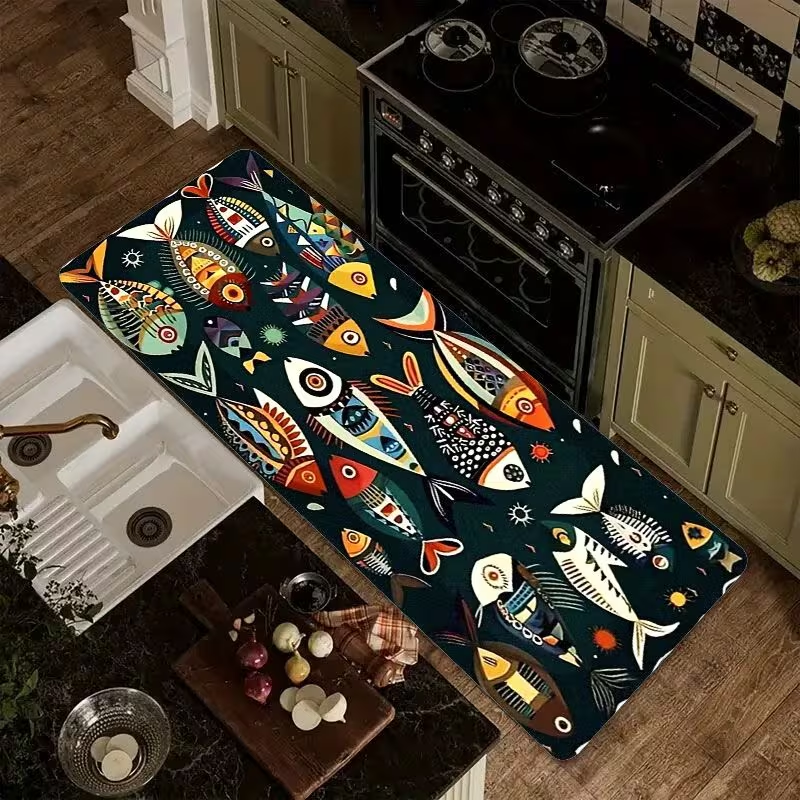 Nautical Fish Print Kitchen Ru - Commercial Kitchen Mats Anti Fatigue のレビューと価格