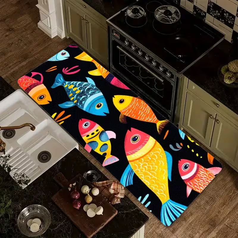 Nautical Fish Print Kitchen Ru - Commercial Kitchen Mats Anti Fatigue のレビューと価格
