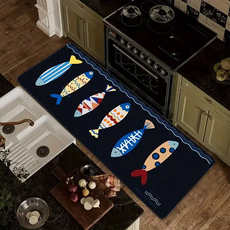 Nautical Fish Print Kitchen Ru - Commercial Kitchen Mats Anti Fatigue のレビューと価格