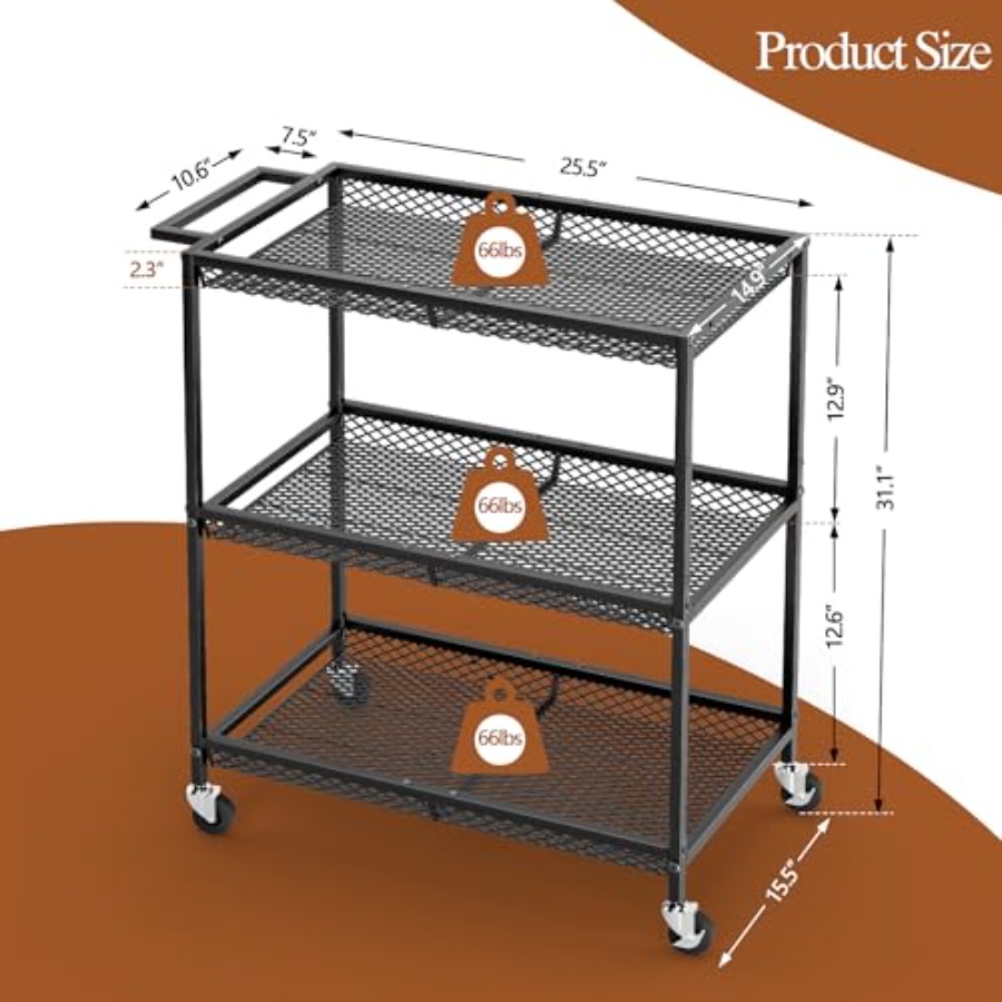 3 Tier Rolling Utility Kitchen - Commercial Kitchen On Wheels のレビューと価格