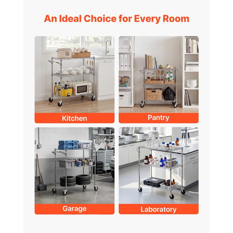 Kitchen Utility Cart, 3 Tier H - Commercial Kitchen On Wheels のレビューと価格