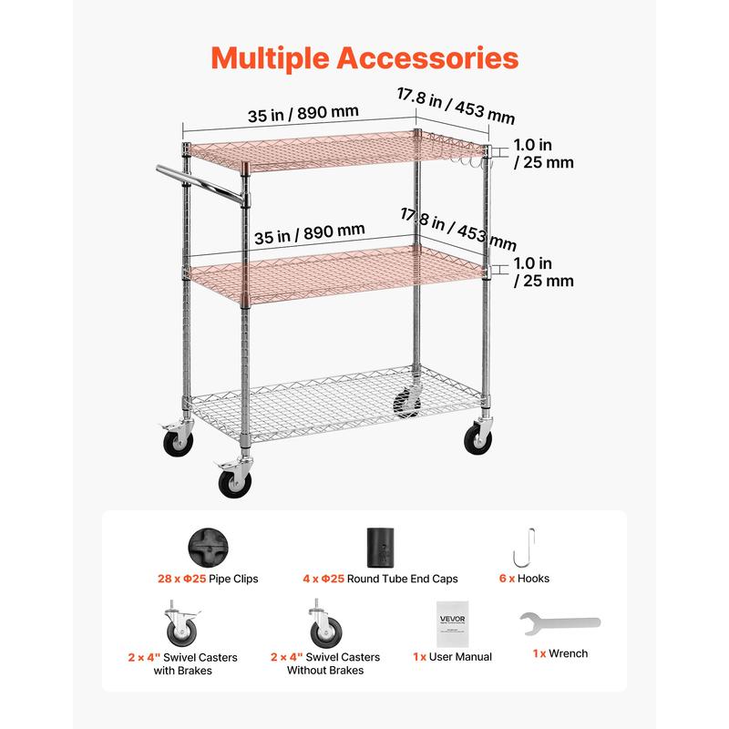 Kitchen Utility Cart, 3 Tier H - Commercial Kitchen On Wheels のレビューと価格