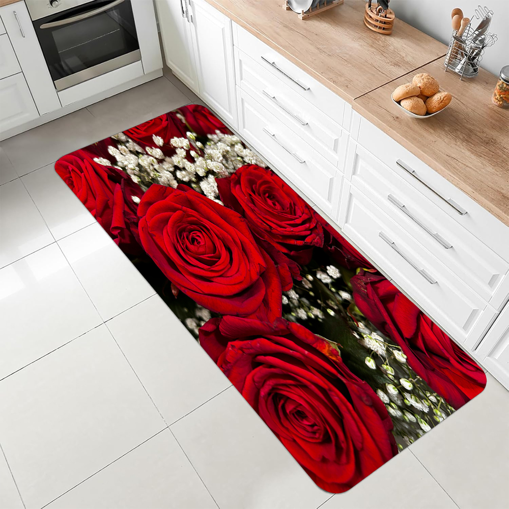 Luxury Red Rose Kitchen Runner - Commercial Kitchen Mats Anti Fatigue のレビューと価格