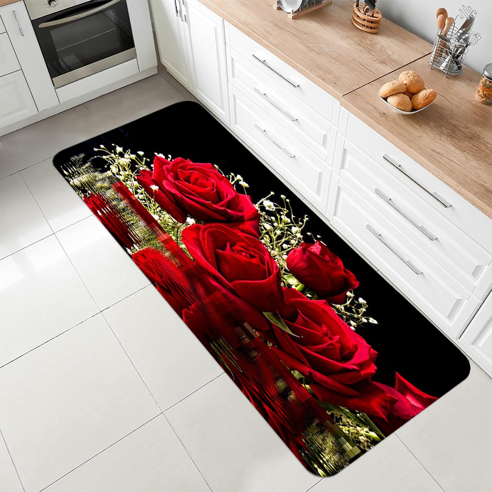 Luxury Red Rose Kitchen Runner - Commercial Kitchen Mats Anti Fatigue のレビューと価格