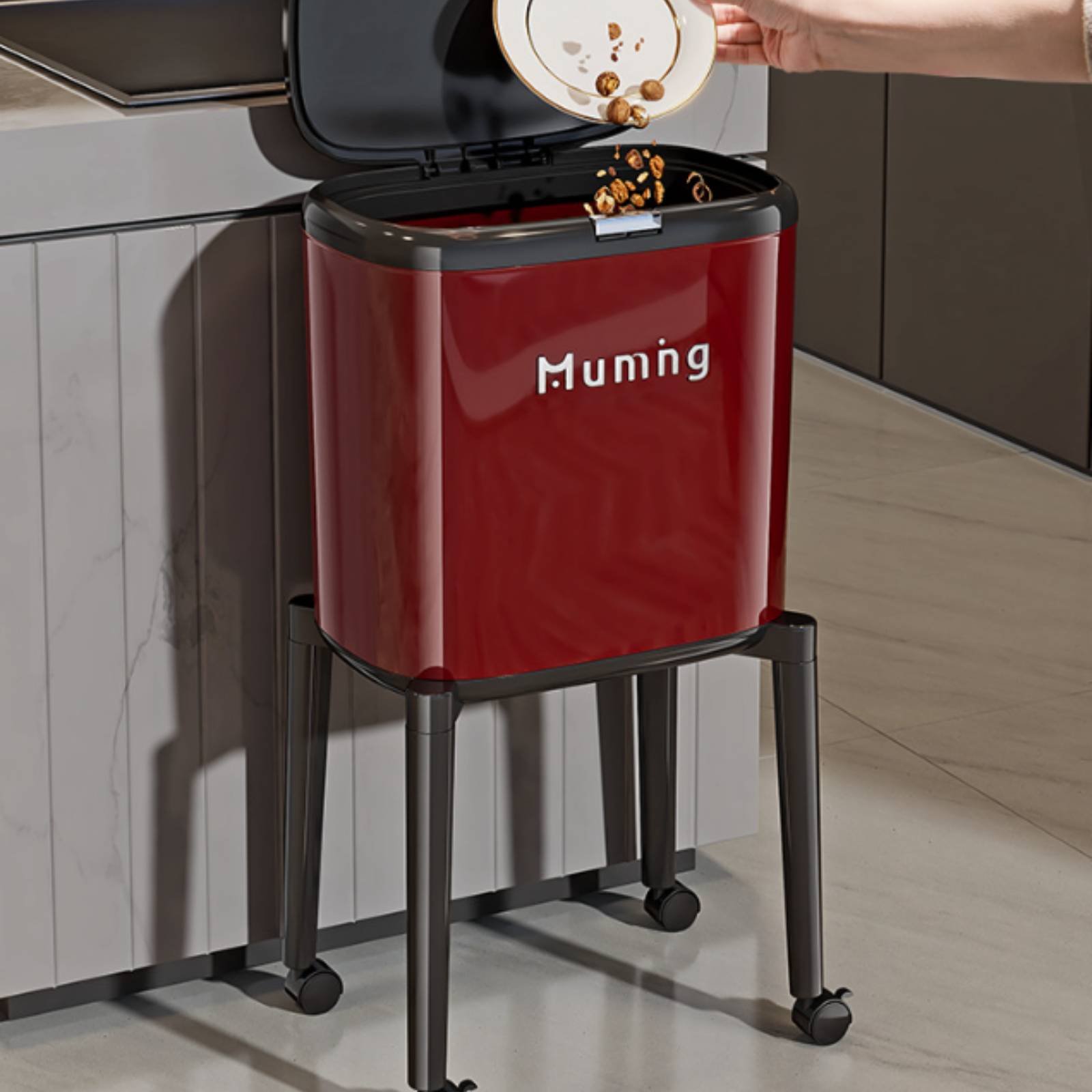 Lid Trash Can with Wheels Hand - Commercial Kitchen On Wheels のレビューと価格