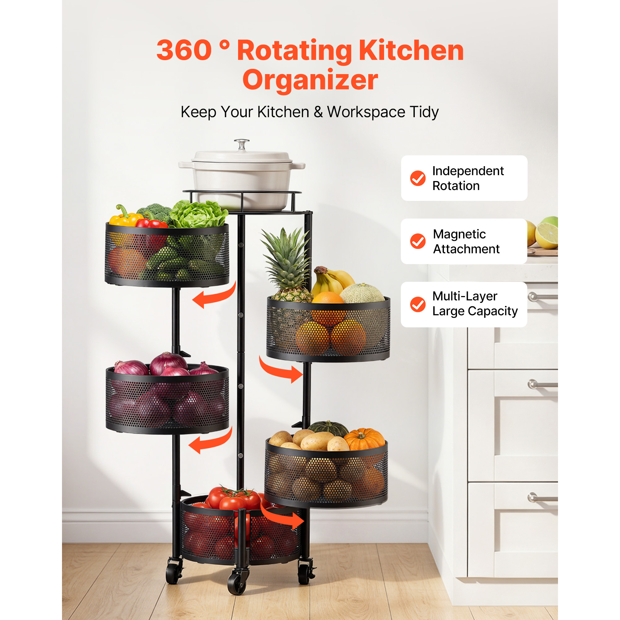 SucceBuy 5 Tier Rotating Stora - Commercial Kitchen On Wheels のレビューと価格