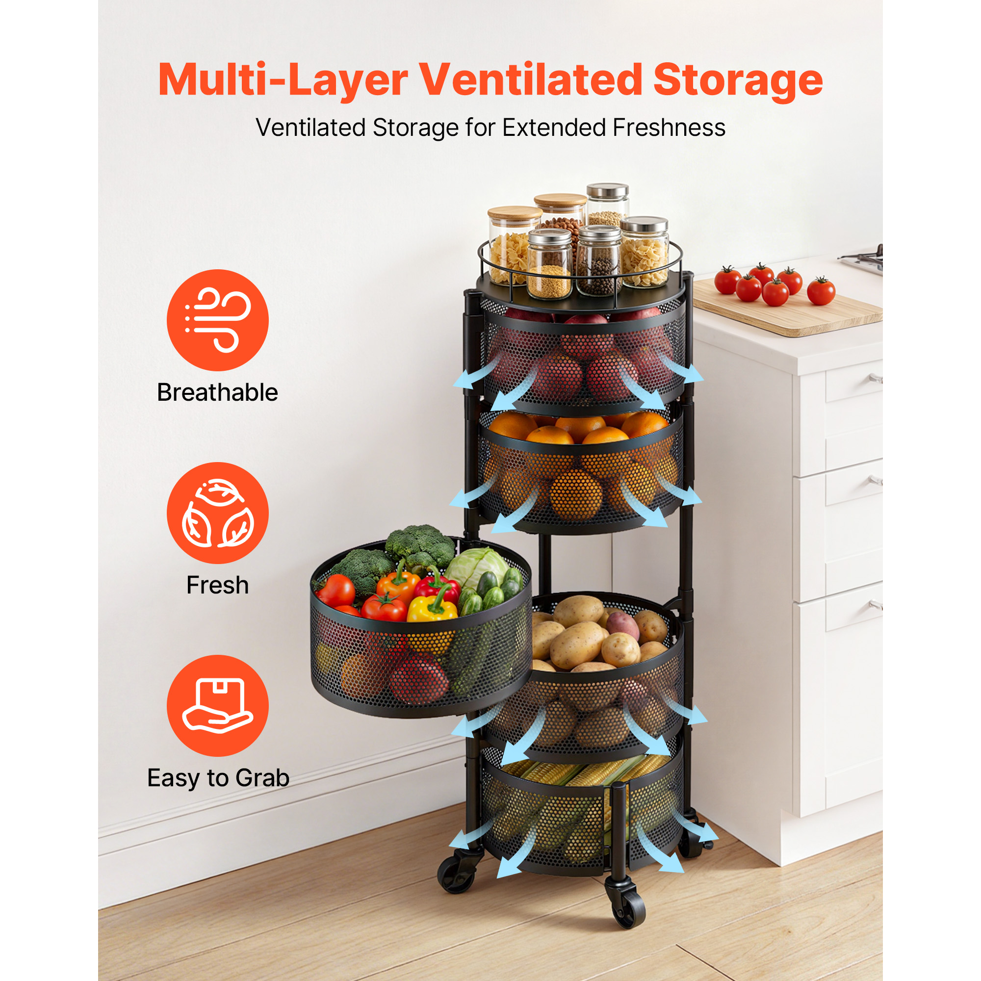 SucceBuy 5 Tier Rotating Stora - Commercial Kitchen On Wheels のレビューと価格