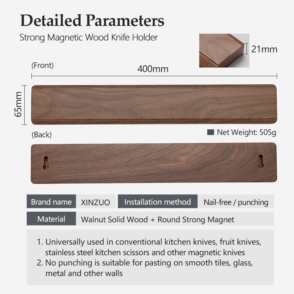 XINZUO 40cm Walnut Solid Wood  - Commercial Kitchen Knife Holder のレビューと価格